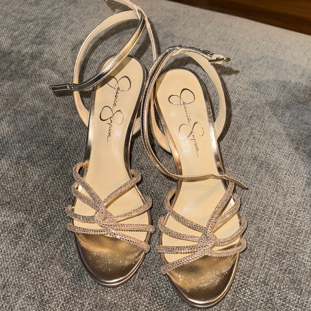 Jessica Simpson Metallic Strappy Heels